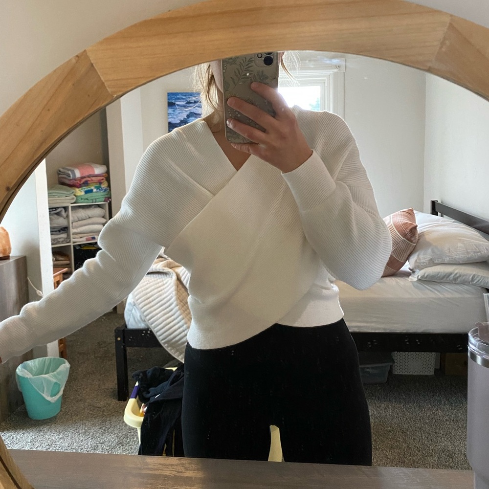 White Wrap Sweater